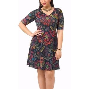 Triste Floral Demask Fit & Flare Dress